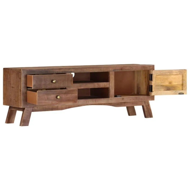 Mueble TV - Mesa de TV de madera maciza de mango rugosa 110x30x40 cm