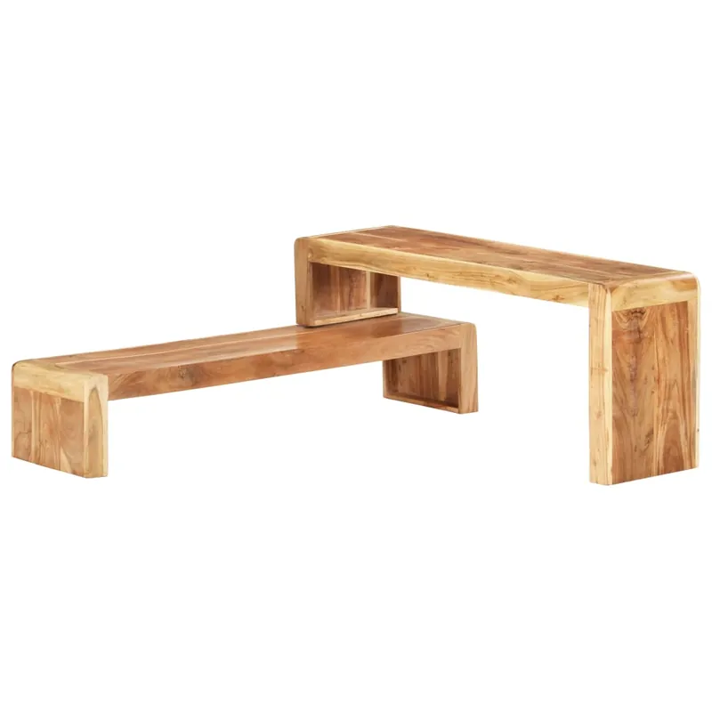 Mueble TV - Mesa de TV de 2 piezas de madera maciza de acacia