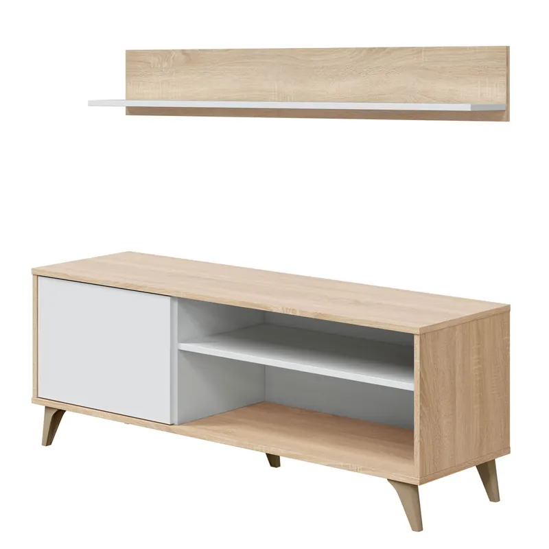 Mueble TV Kiko 1 Estante 1 Puerta, Color Roble/Blanco, 135 cm Ancho 40 cm Profundo 50 cm Altura - Muebles