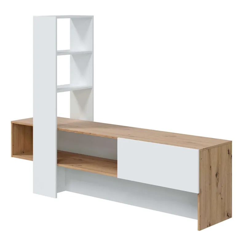 Mueble TV Liss Roble Nodi y Blanco Artik 178x138x43 cm - Muebles