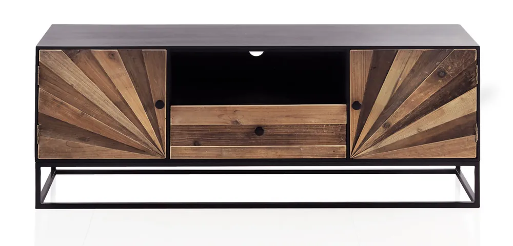 Soporte De TV De Madera 2 Puertas Y 1 Cajón Con Base De Metal - Muebles