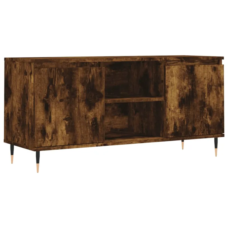 Mueble TV - Mesa de TV madera de ingeniería roble ahumado 104x35x50 cm