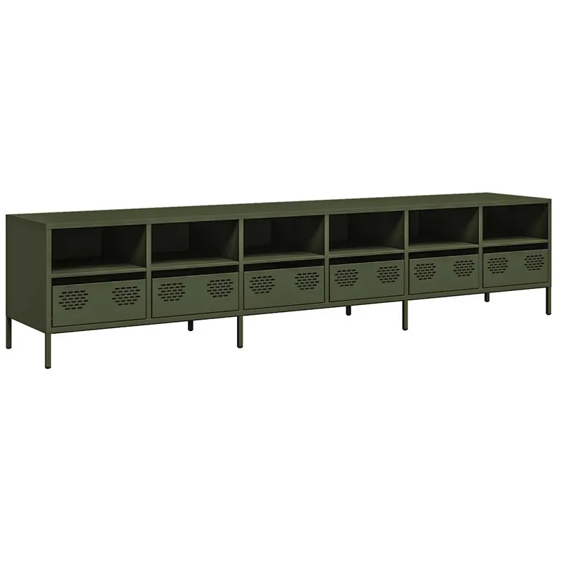 Mueble para TV - Mueble TV - Mesa de TV acero laminado en frío blanco 202x39x43,5 cm