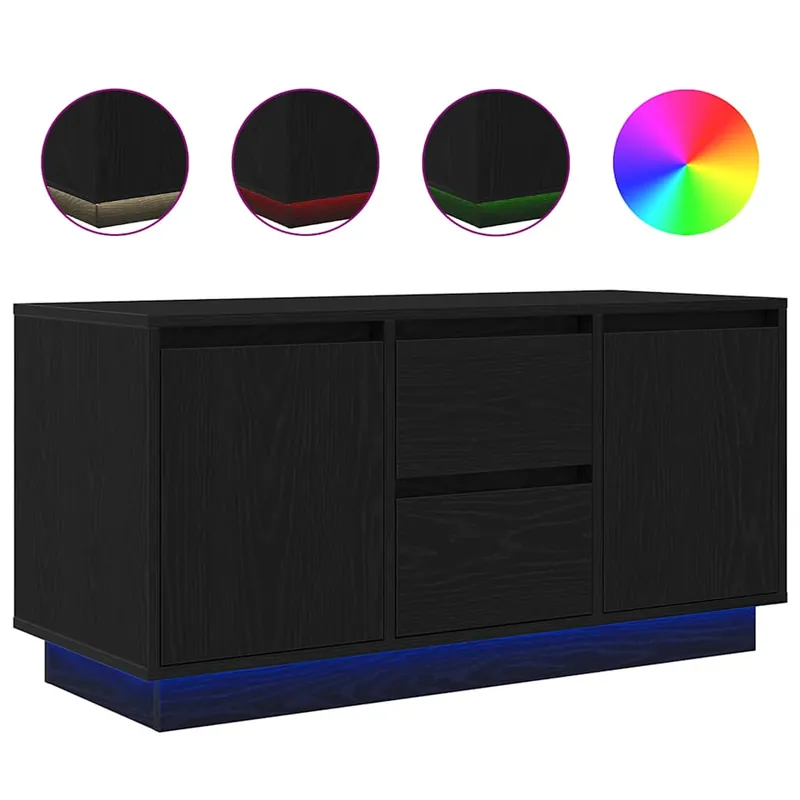 Mueble TV - Mesa de TV con luces LED madera vieja 100x41x50 cm