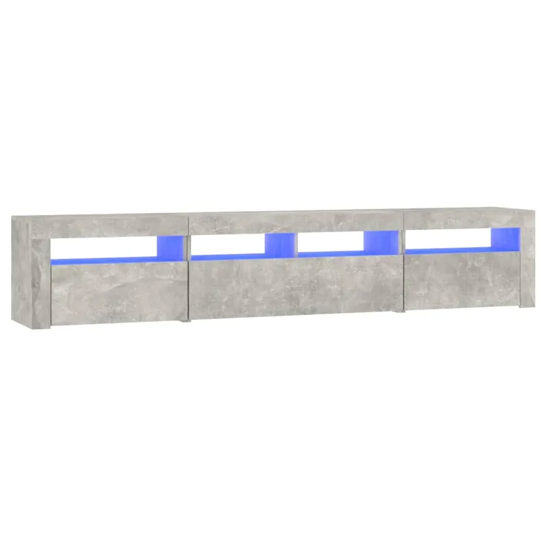 Mueble TV - Mesa de TV con luces LED gris hormigón 210x35x40 cm
