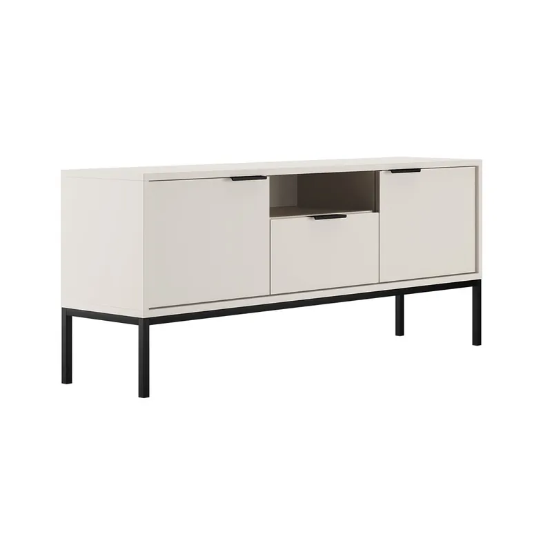 Mueble TV 135 cm Seattle Blanco Patas negras - Muebles
