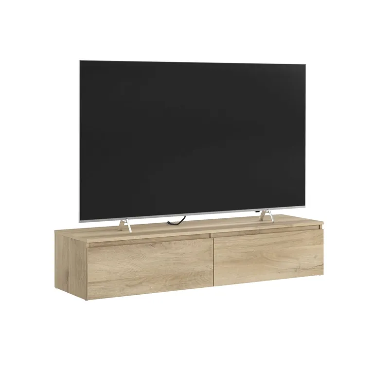 Mueble TV Suspendido 138 cm Erebus de Salón Estilo Natural en color Roble Kronberg con 2 Cajones - Muebles
