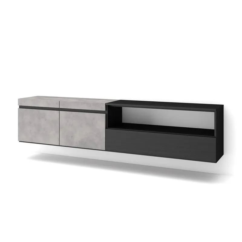 Mueble TV | Televisión | Muebles de salón, almacenaje | 200x45x35cm | Para TV hasta 80" | Colgado, Suspendido | Estilo Moderno | Cemento