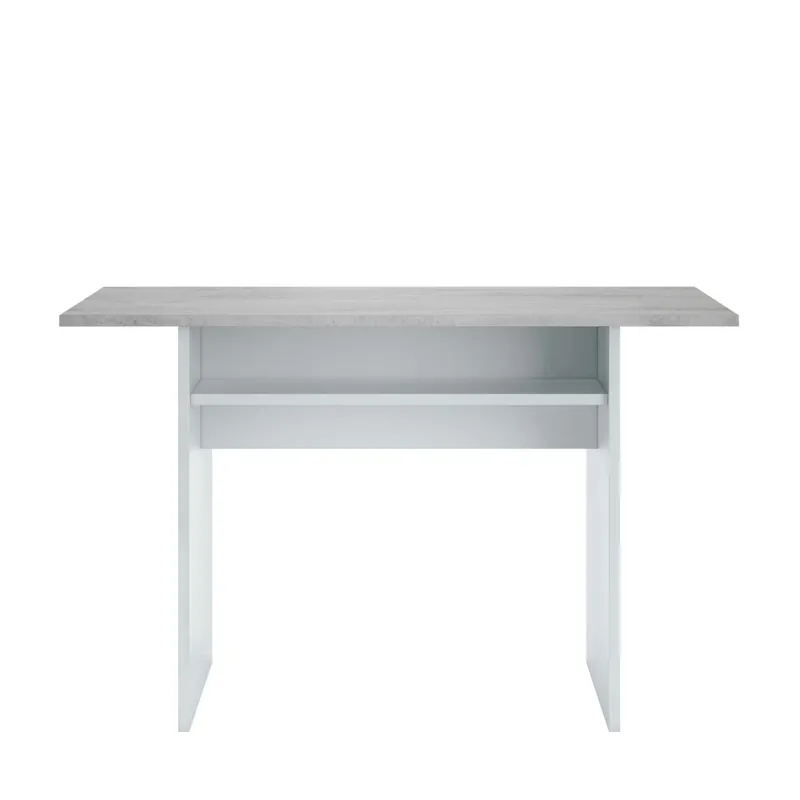 Muebles Cocina Blancos Y Gris Moderno (3 Armarios + Carrito Microondas + Mesa Plegable)