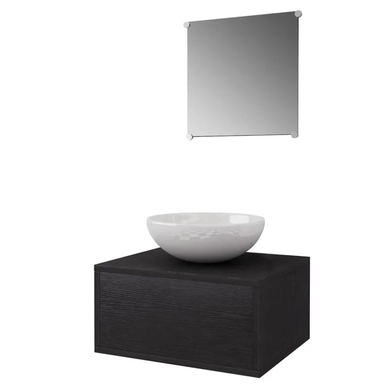 vidaXL Conjunto de mueble y lavabo 3 piezas negro - Baño