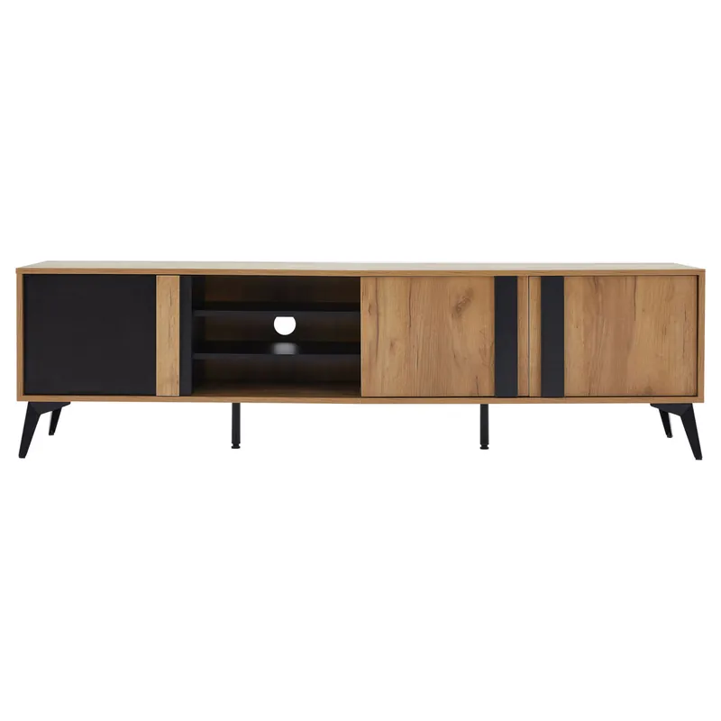 Mueble TV L 180 cm - con 3 puertas y 3 compartimentos - Marrón