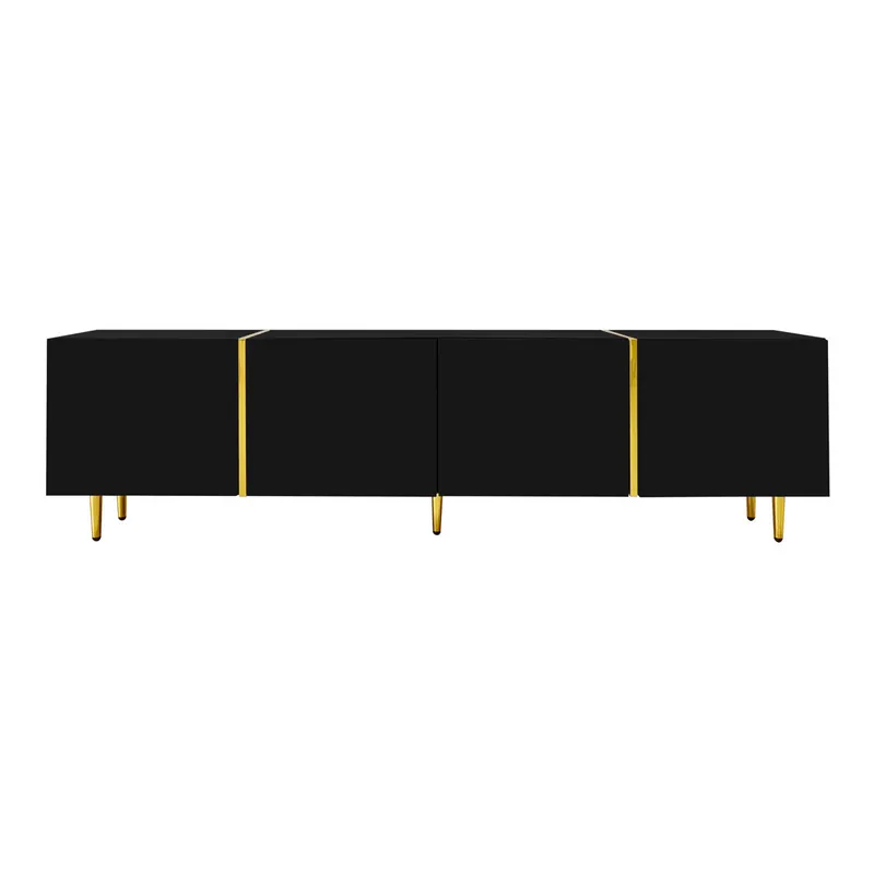 Mueble TV L 170 cm - con 4 puertas - MDF - Negro