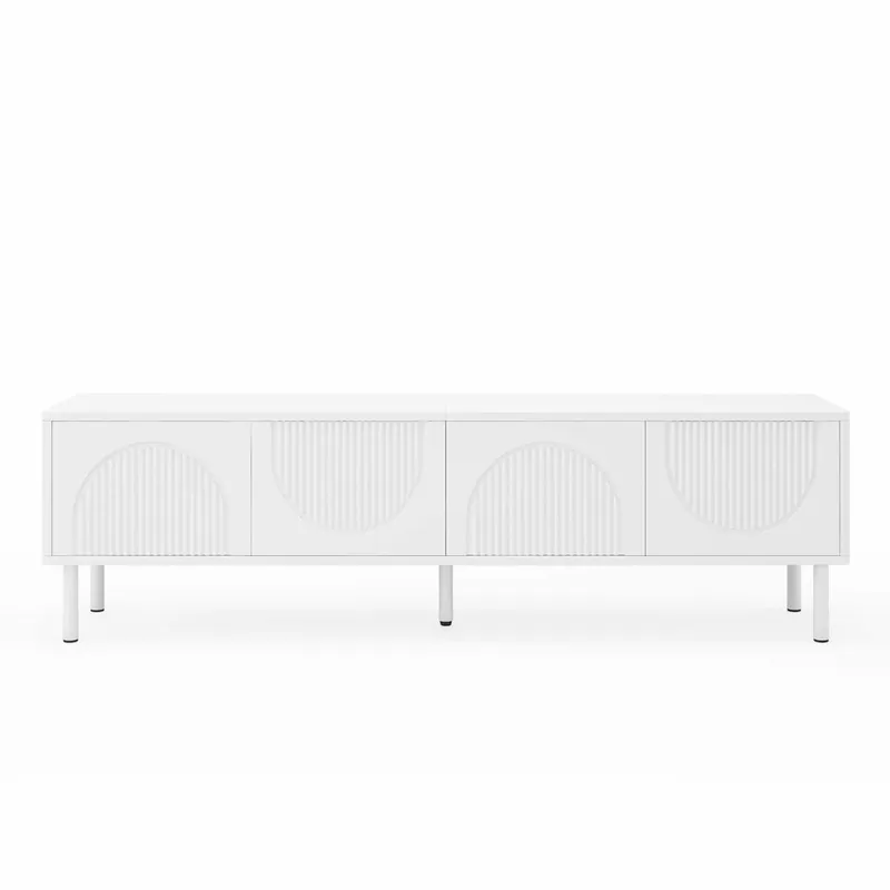Mueble TV 180 cm - moderno, con espacio de almacenamiento, acabado mate, gestión de cables, diseño minimalista - blanco