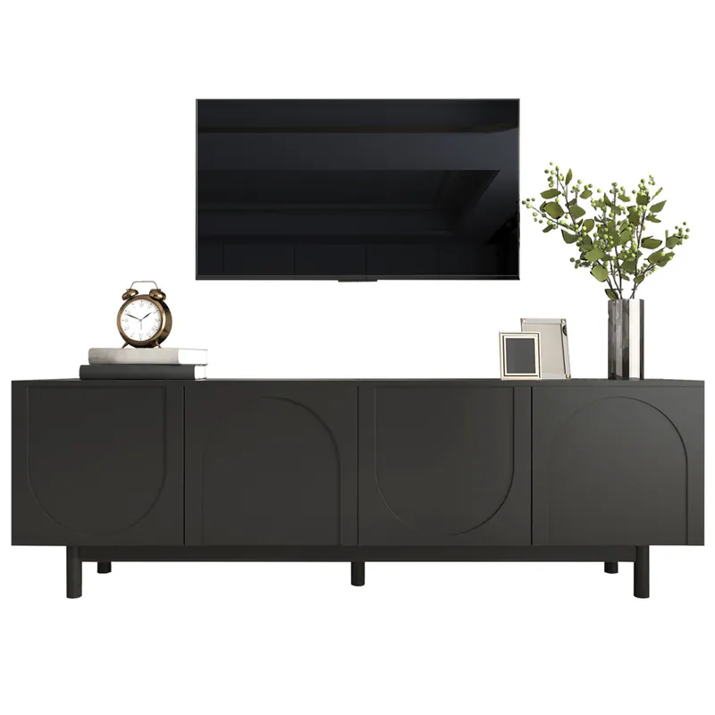 Mueble para TV moderno - con estantes ajustables - de tablero de partículas - Negro