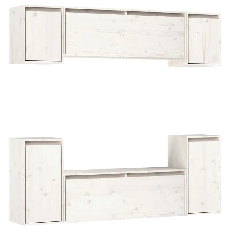 Muebles para TV - Mesas de TV 6 piezas madera maciza de pino blanco
