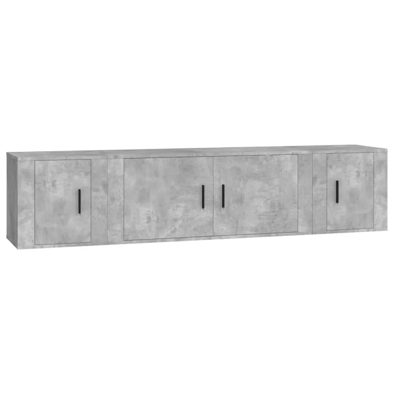 Set de muebles de TV 3 piezas madera contrachapada gris hormigón