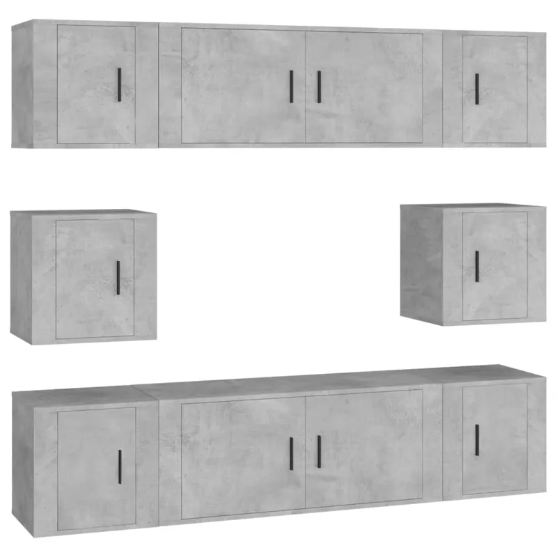 Set de muebles de TV 8 piezas madera contrachapada gris hormigón