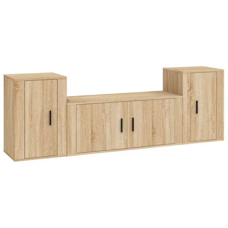 Set de muebles de TV 3 piezas madera contrachapada blanco