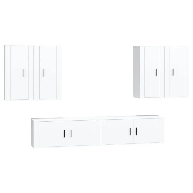 Set de muebles para TV 6 piezas madera contrachapada blanco