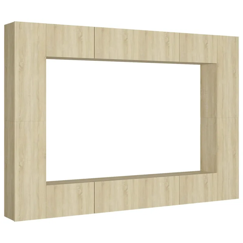 Muebles de pared de TV 8 piezas aglomerado color roble Sonoma