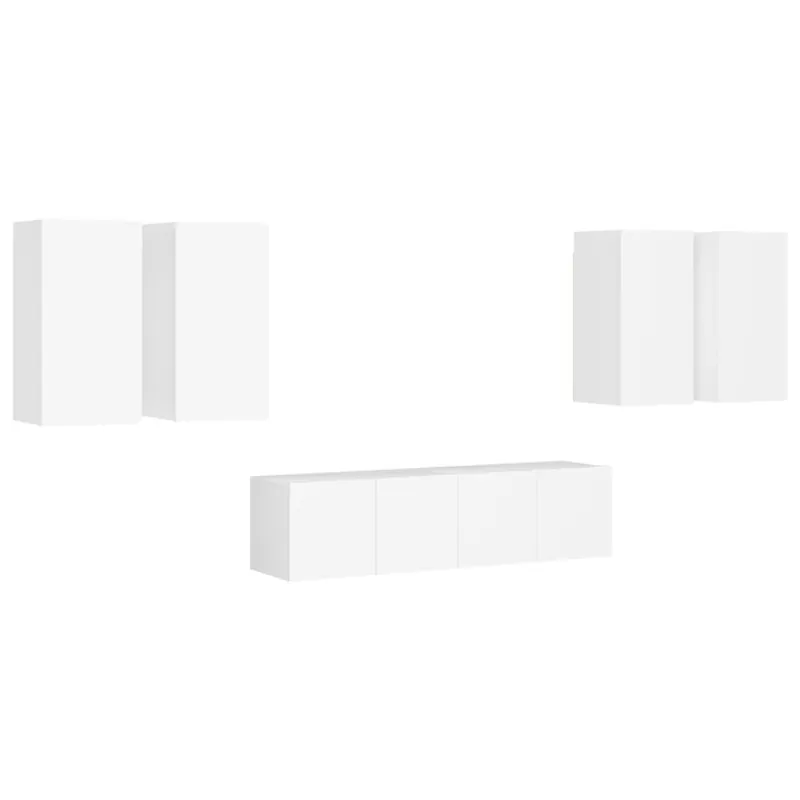 Juego de mueble para TV de 6 piezas aglomerado gris hormigón - Muebles