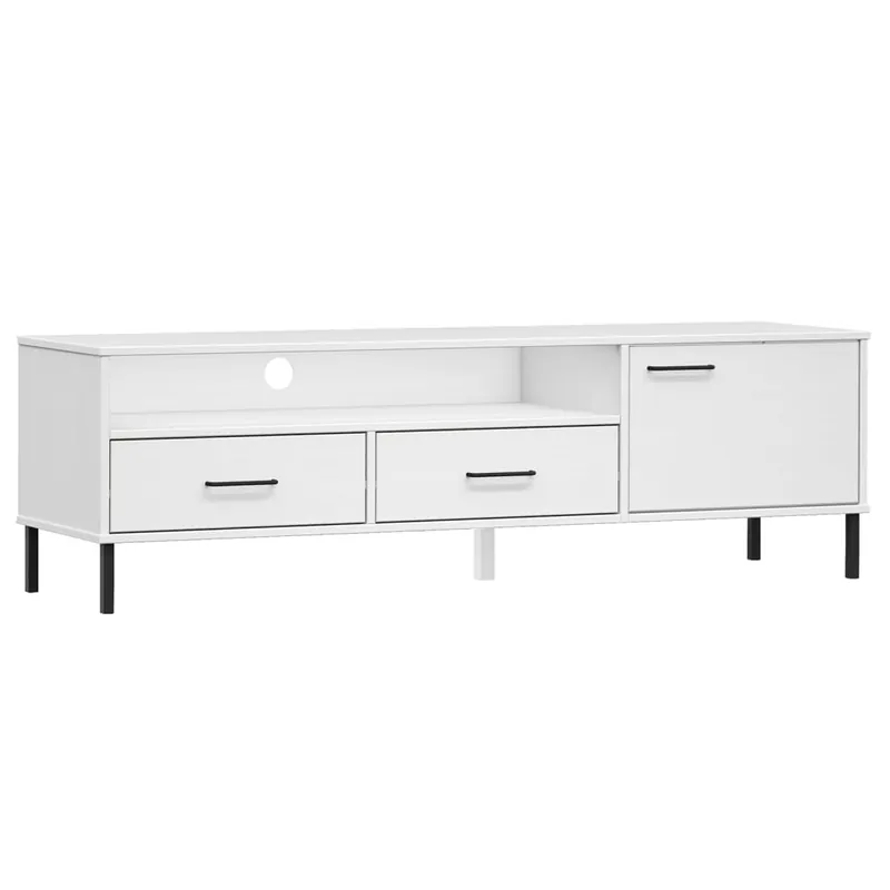 Mueble de TV con patas de metal OSLO madera maciza pino blanco - Muebles