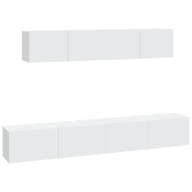 Set de muebles de TV 4 piezas madera contrachapada roble ahumado