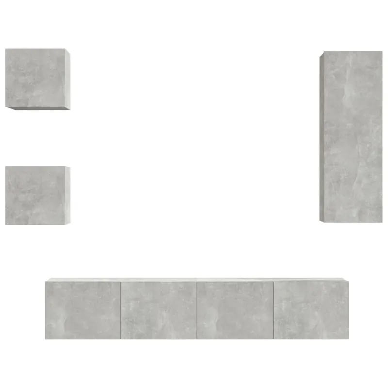 Set de muebles de TV 5 piezas madera contrachapada gris hormigón