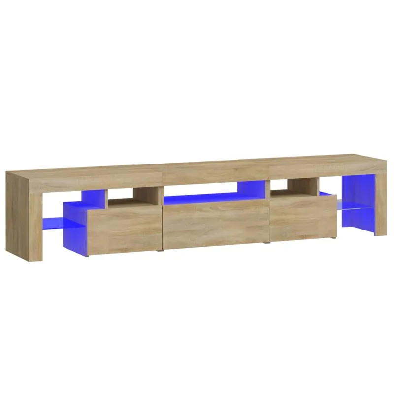 Mueble de TV con luces LED gris hormigón 200x36,5x40 cm - Muebles
