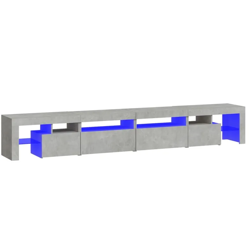 Mueble de TV con luces LED gris hormigón 260x36,5x40 cm - Muebles