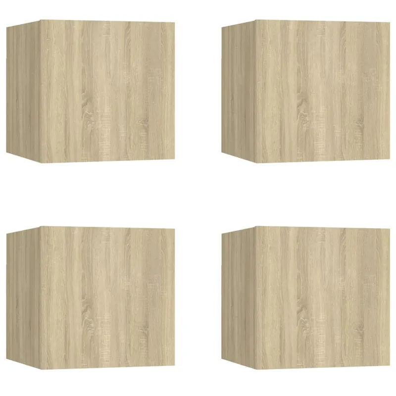 Muebles de pared para TV 4 unidades color roble Sonoma 30,5x30x30cm