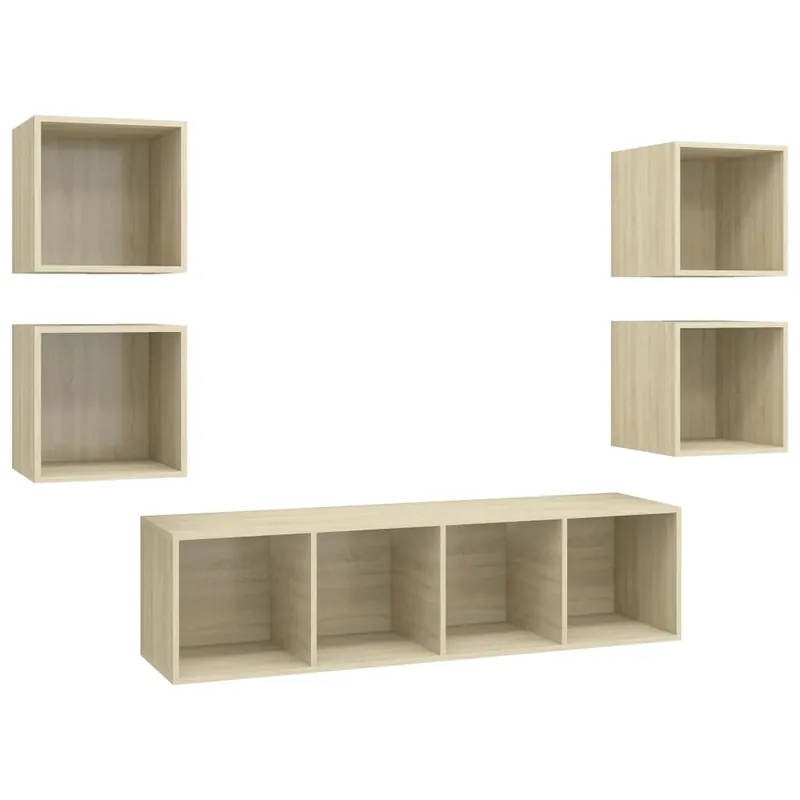 Juego de muebles de salón 5 piezas madera ingeniería roble Sonoma