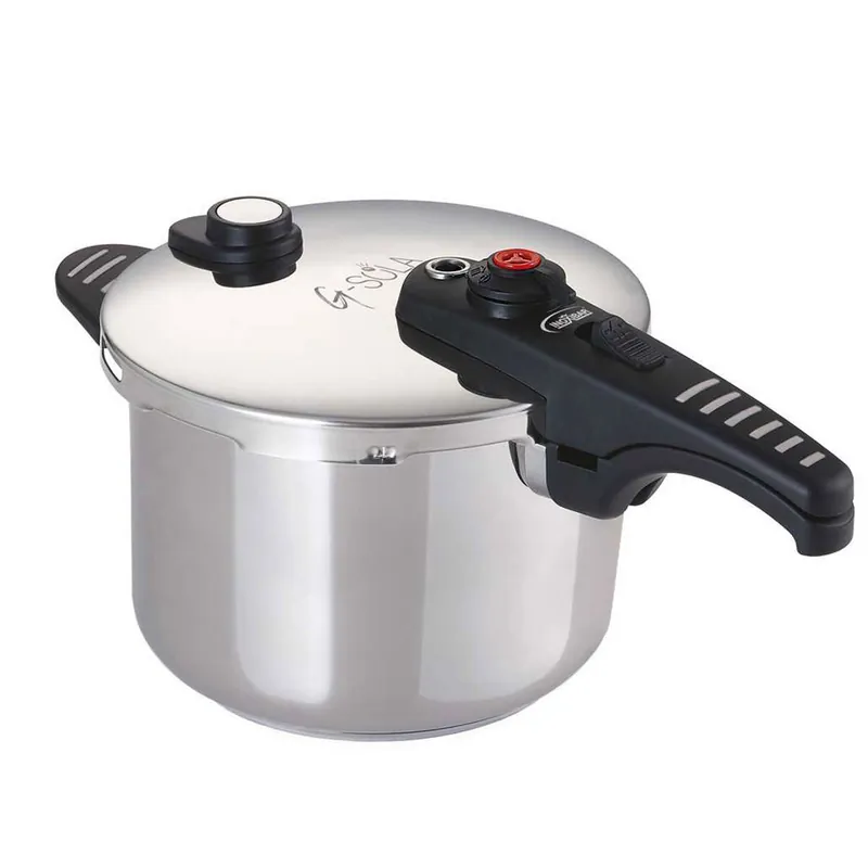 G-SOLA Olla a presión 8 L – Acero inoxidable 18/10, triple seguridad, niveles rápida y súper rápida, apta inducción y lavavajillas, incluye recetario David de Jorge