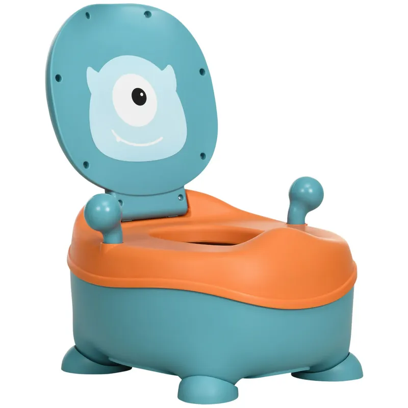 ZONEKIZ Orinal para Bebé de 6-36 Meses Portátil Orinal Infantil en Forma de Alien con Tapa Estructura Antideslizante Inodoro de Aprendizaje Carga 40 kg 35,6x35,7x22,2 cm Azul