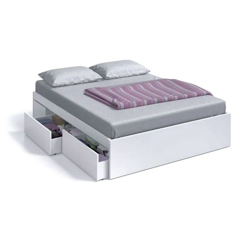 Pack de Dormitorio Doble Color blanco artik (mate) con detalles en gris antracita 150 cm - Descanso
