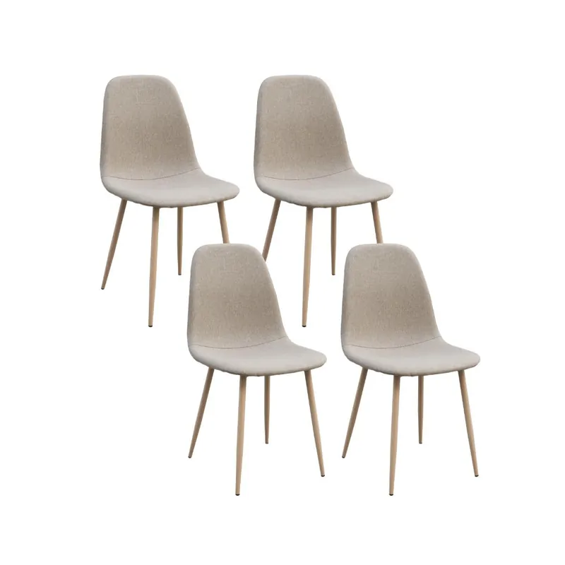 Pack de 4 sillas de comedor Malmo beige 87x44x30 cm - Muebles
