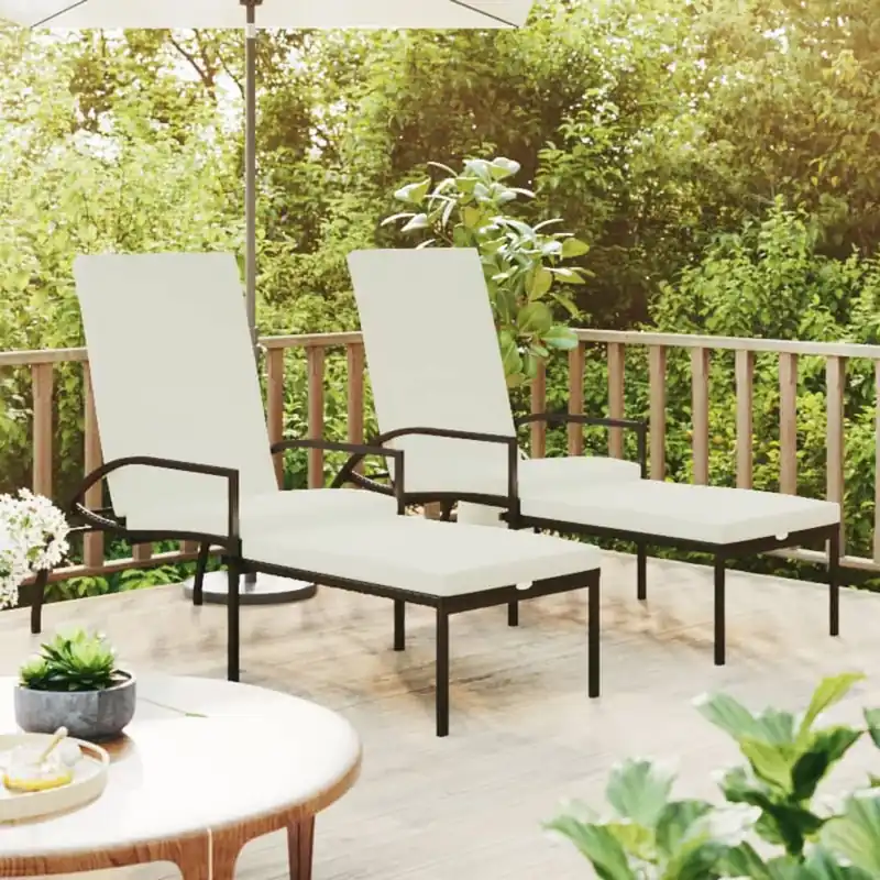 vidaXL Tumbona con reposapiés 2 unidades ratán sintético marrón - Jardín
