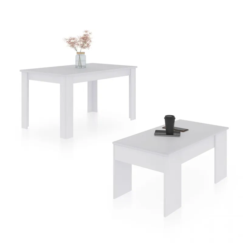 Pack mesa de comedor 140 y mesa de centro Vita Blanco Artik (Blanco Mate) 140 x 78 x cm - Muebles