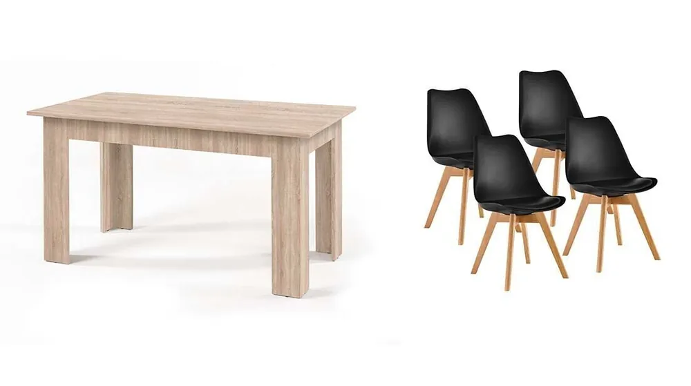 Pack Mesa Fija de Comedor o Cocina + 4 Sillas Nordic - Muebles