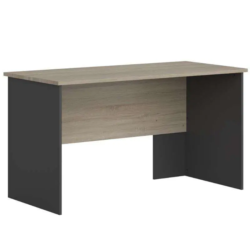 Pack Muebles de Oficina Nibis Estilo Industrial con Escritorio, Aparador, Cajonera y Estanterías Color Roble Sonoma y Gris Antracita