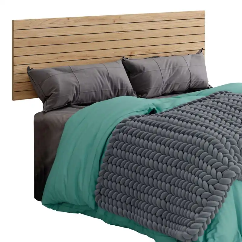 Pack Muebles Dormitorio Camila Armario, Cómoda, Mesita y Cabecero Estilo Industrial Color Roble Gold y Negro - Descanso