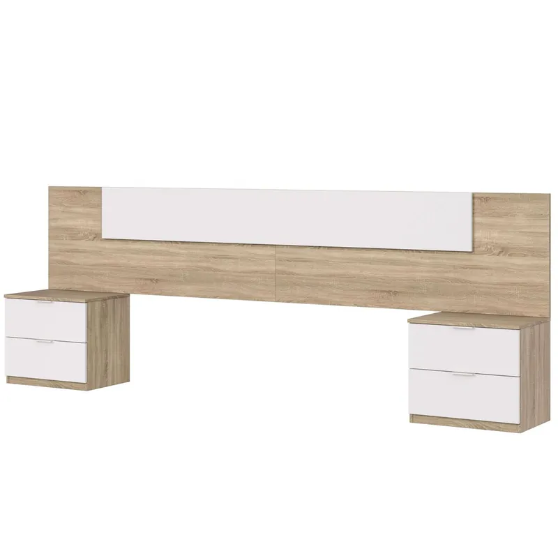 Pack Muebles Dormitorio Matrimonio Luca Completo Color Roble Y Blanco Habitación Moderno (cabecero + Armario) - Descanso