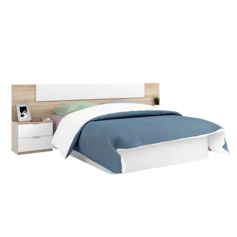 Pack Muebles Dormitorio Estilo Nórdico Para Camas 150 cm (cabezal+2 Mesitas+armario) - Descanso
