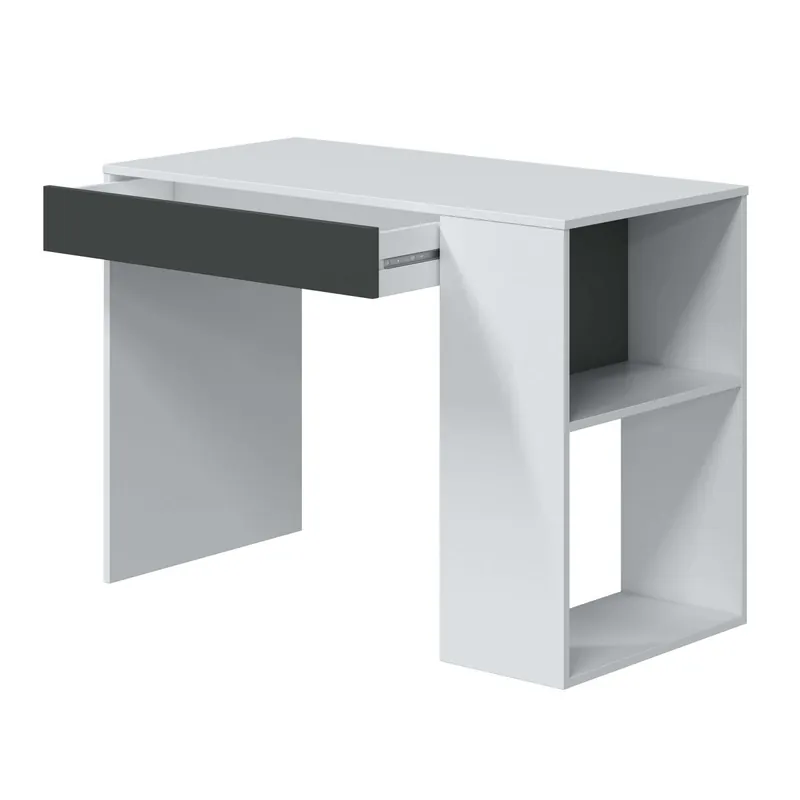Pack Muebles Estudio Juvenil Color Blanco Y Gris Oficina Despacho Estilo Moderno (escritorio + Estantería)
