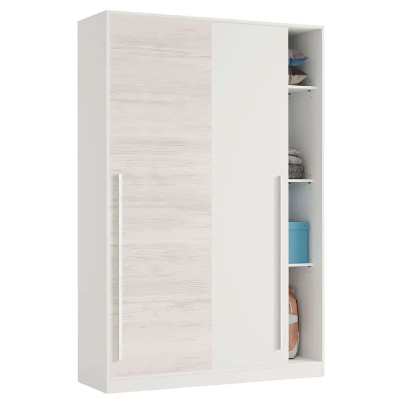 Pack Muebles Dormitorio Juvenil Completo en Color Blanco y Roble Claro Cama + Armario (Diferentes Opciones en Escritorio) - Descanso
