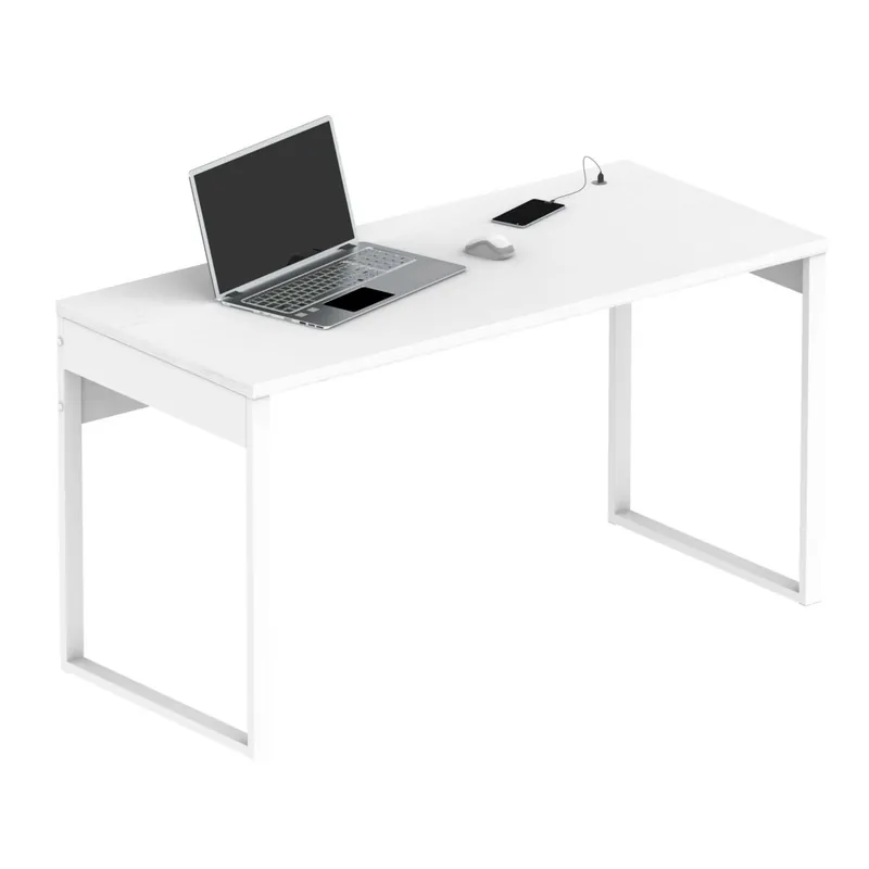 Pack Muebles Oficina 4 Escritorios y Estanterías Despacho Trabajo Estilo Moderno Color Blanco