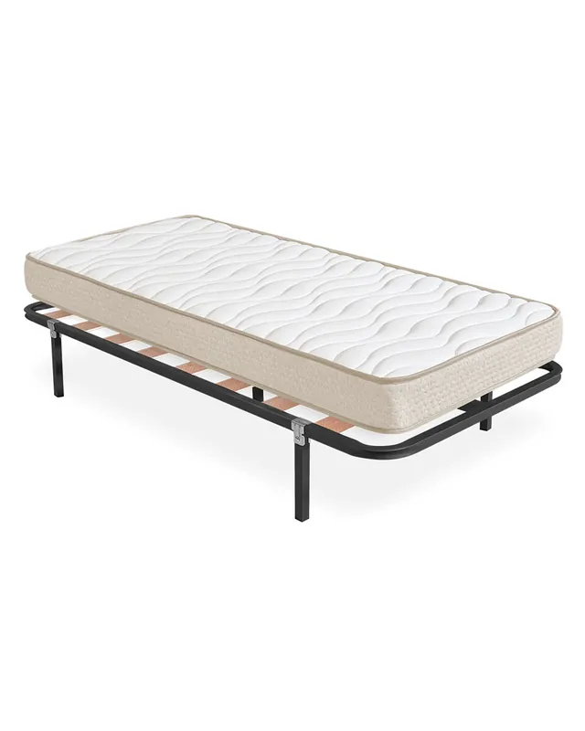 Pack somier lama ancha con Colchón viscoelástico Nova 90 x 190 cm Altura 15cm Firmeza media alta Tejido Transpirable y Antiacaros - Descanso