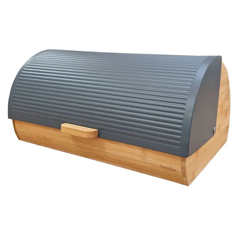 Briebe BB1162 Panera para Guardar Pan de Mesa Madera Bambú, Tapa Deslizante Bread Box Almacenamiento Bollería, , Blanco - Cocina
