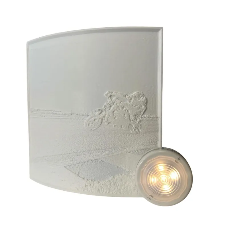 Well Home - Pantalla Lámpara Personalizable con TU FOTO 19,1x14x20cm + Luz LED Presionable Portátil - Color Blanco