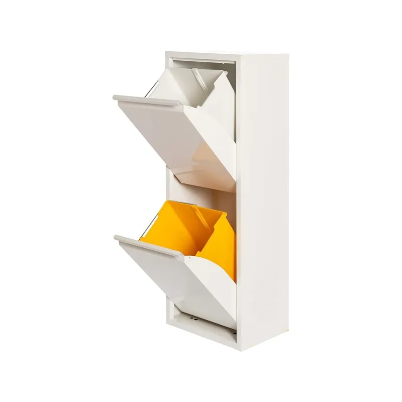 WELL HOME MOBILIARIO & DECORACIÓN Cubo de basura y reciclaje Metálico de 2 compartimentos, 2x17L (34L) Blanco mate - Baño